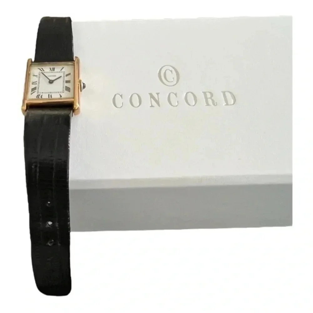 Concord Vintage Mens Tank Watch Alligator Strap Unisex‎